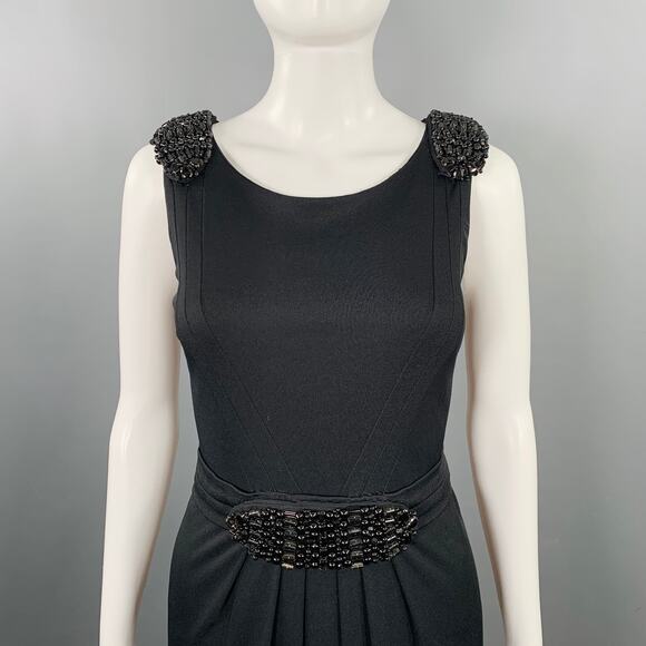 LA PERLA Size 8 Black Viscose Blend Beaded Sleeveless Long Dress - Picture 2 of 10
